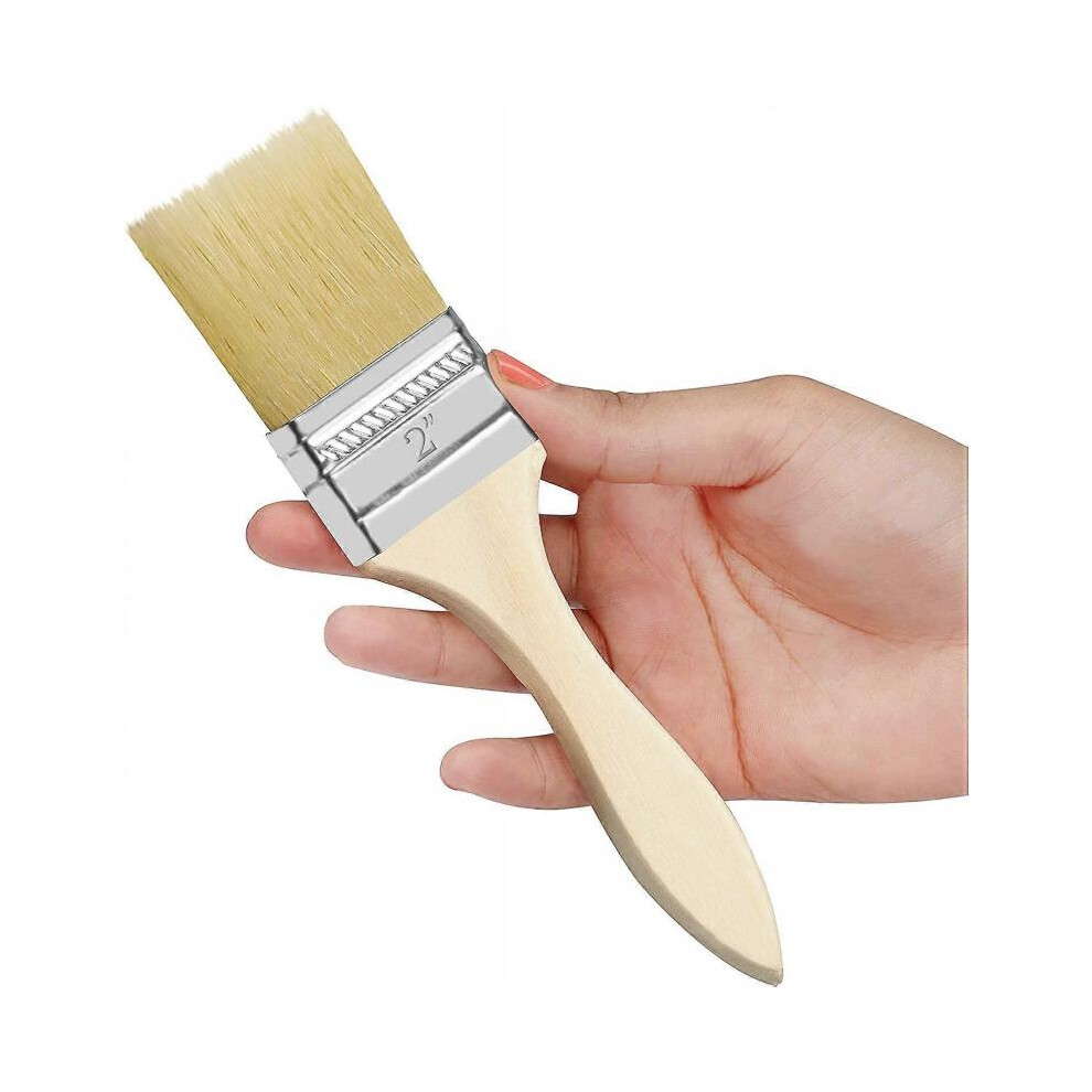 Paint Brush Set, 2" (Pack of 12) - Professional Wooden Paint Brushes for Paint, Stain, Varnish, Glue - DIY Brush Set Ideal for All Crafts