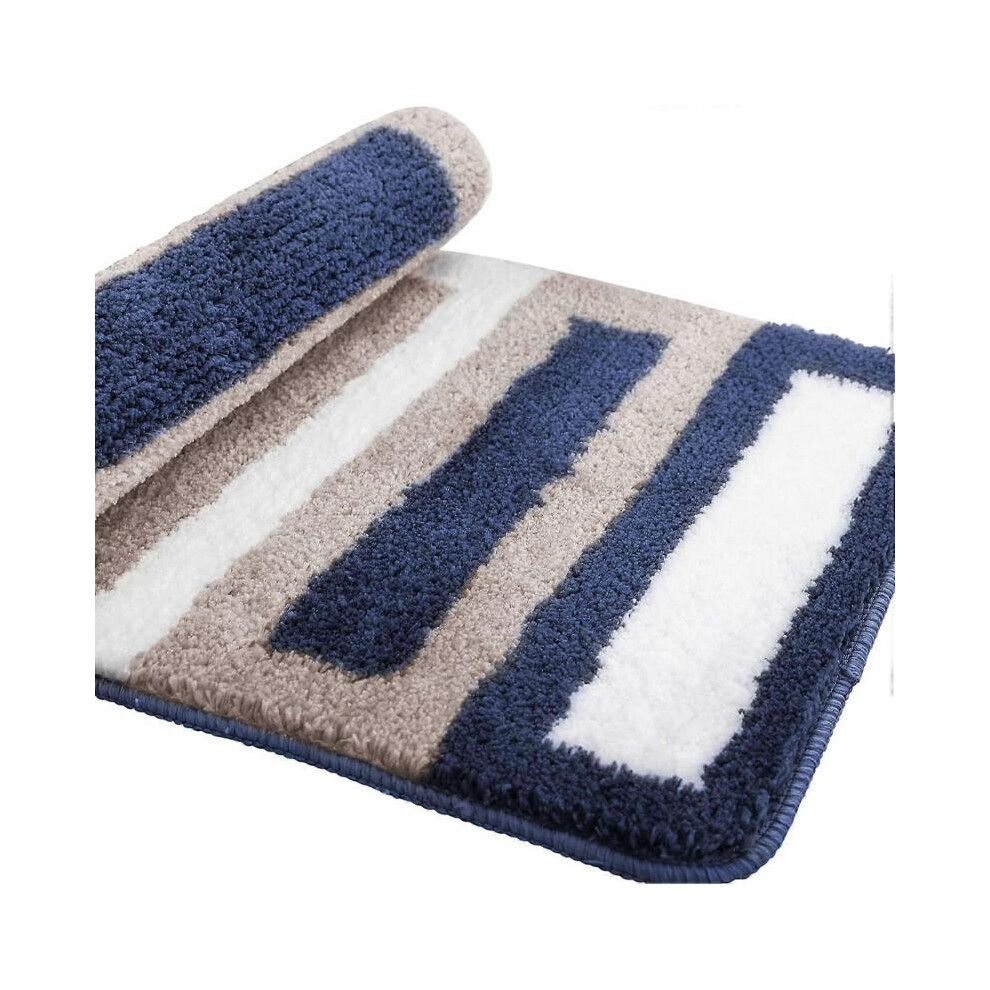 Non-Slip Bath Mat Kitchen Rug Fluffy Bathroom Rug Soft Microfiber Shower Mat, Quick Drying, Water Absorbent, Machine Washable-40 x 60cmBlue
