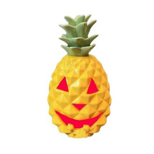 (Red) Halloween Pineapple Pumpkin Light Up Ceramic Jack O Lantern Party Decor