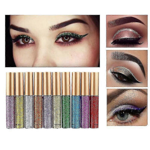 10 Colors Liquid Glitter Eyeliner, Shimmer Waterproof Eyeshadow