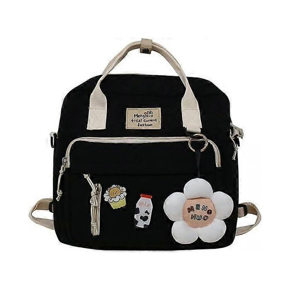 Kawaii Backpack with Flowers Pendant Cute Aesthetic Backpack for Women Kawaii Handbag with Kawaii Pin And Accessories Laptop Bookbag