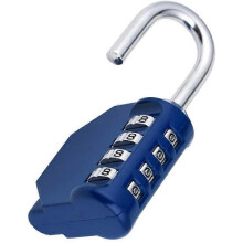4-digit combination padlock for lockers, indoor and outdoor use, blue, sturdy and durable