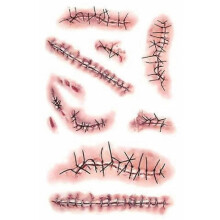 10 Sheets 3D Body Face Scar Realistic Fake Bloody Wound Scab Temporary Tattoos Sticker for Halloween Masquerade Party Supplies