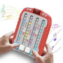 (red) Rhythm Game Machine Quick Push Pop Game Handheld Puzzle Music Light Fidget Toys,100% New