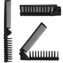 Folding Hair Brush and Comb, Plastic Portable Travel Hair Brush Double Headed Massage Hair Comb for Thick, Thin Hair (Black)