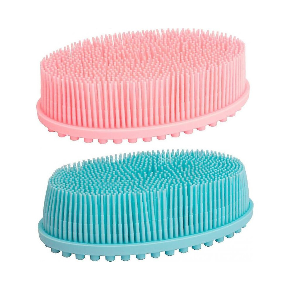 Silicone body scrubber exfoliating shower bath body brush 2-pack