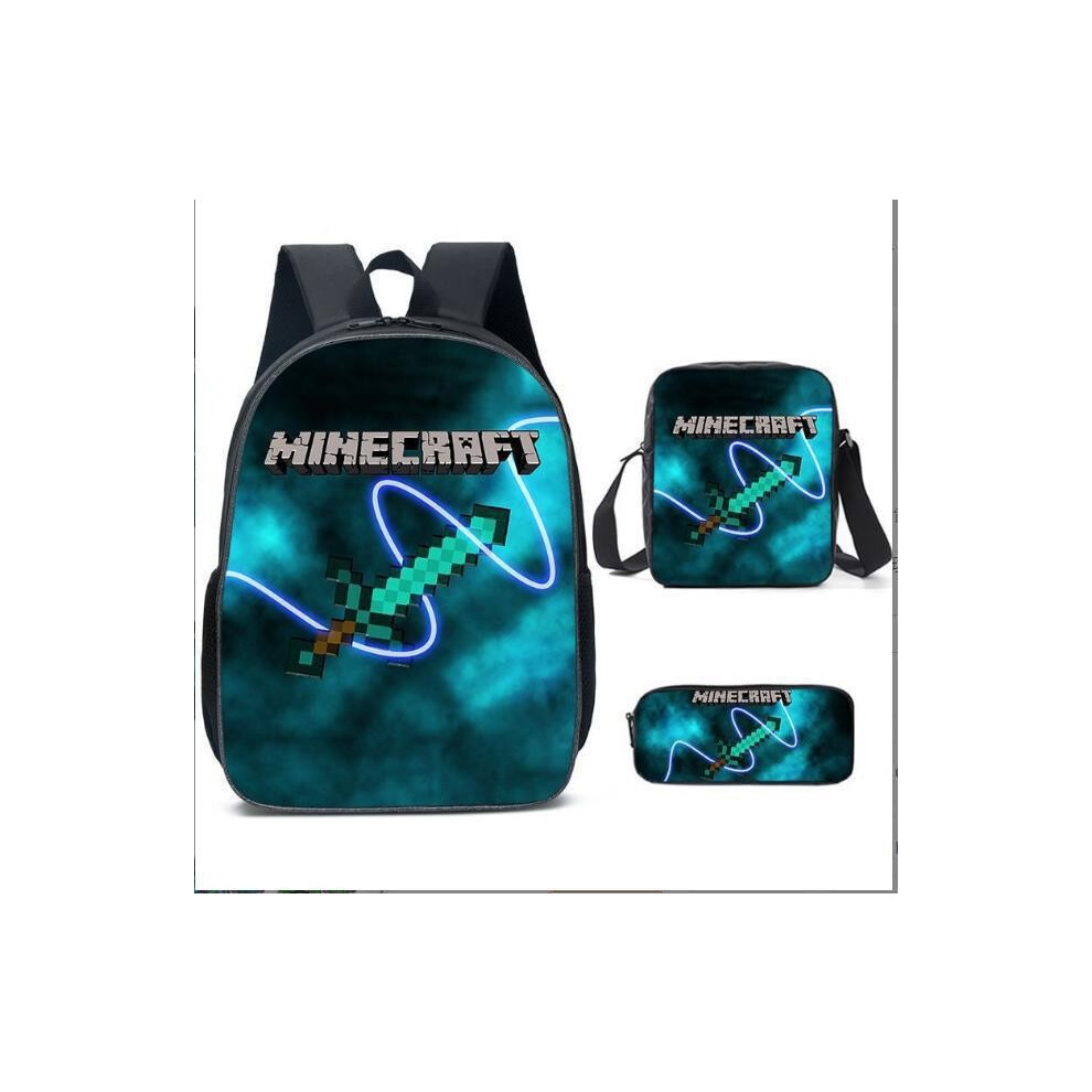 (Style 22) Printed Cartoon Minecraft Backpack Student Schoolbag Shoulder Bag Pencil Bag