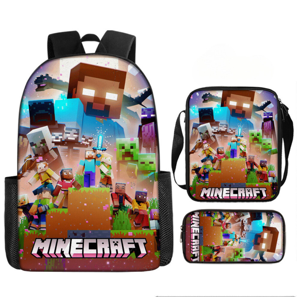 (Style 16) Printed Cartoon Minecraft Backpack Student Schoolbag Shoulder Bag Pencil Bag