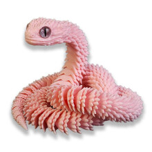 (Pink) 3D Printed Articulated Viper Snake Realistic, Flexible Design, Fidget toy,100% New
