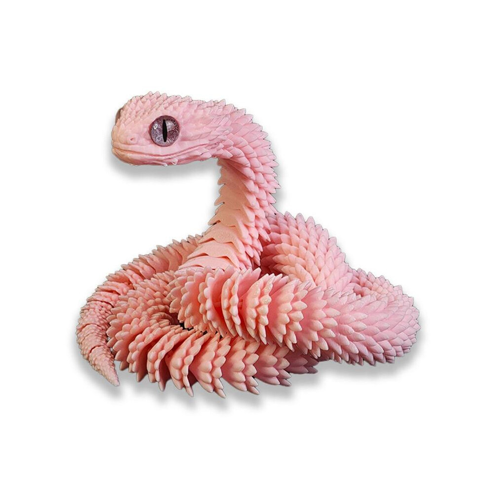 (Pink) 3D Printed Articulated Viper Snake  Realistic, Flexible Design, Fidget toy,100% New