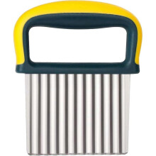 Potato Chipper Stainless Steel Wavy Blade Chips Cutter Crinkle Slicer Vegetable Chopper, Crinkle Chip Cutter, Potato Crinkle Cutter, Chopper (Yellow)