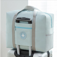 (Fresh Blue) Foldable Travel Portable Bag Waterproof Luggage Storage Capacity Polyester Large