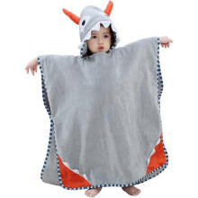 Hooded baby poncho bath towel, cotton bathrobe, suitable for boys and girls, 70-140cm, gray