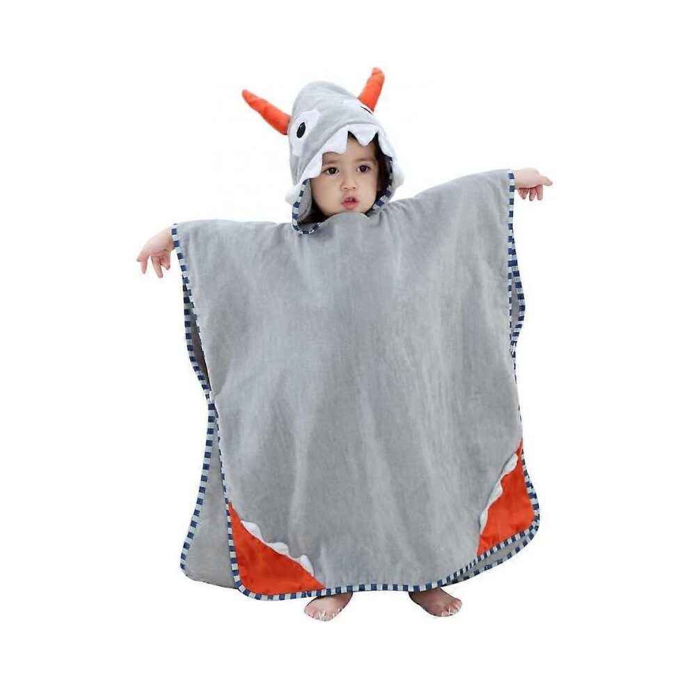 Serviette de bain poncho à capuche pour bébé, peignoir en coton, adapté aux garçons et aux filles, 70-140cm, gris