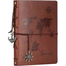 Photo Album Scrapbook World Map DIY Scrap Book Leather Album Scrapbook 60 Pages Vintage Memory Book for Birthday