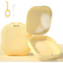 Retainer Case, Slim Aligner Case with Vent Holes, Mouth Guard Case, Cute Retainer Case with Retainer Removal Tool and Brush, Yellow