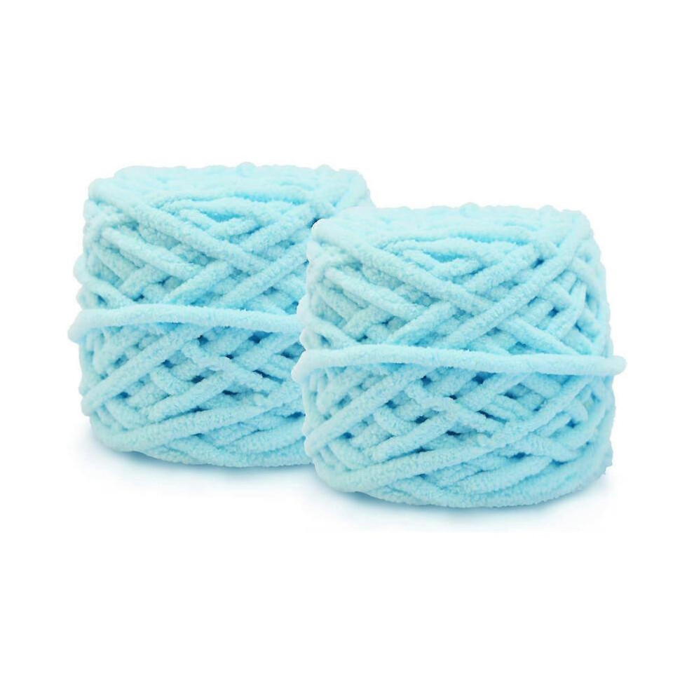 (light blue) 1 Roll Cotton Yarn Rainbow Knitting Yarn Fingering Weight Crochet Yarn for Hand Knitting DIY Sweater Blanket Costume
