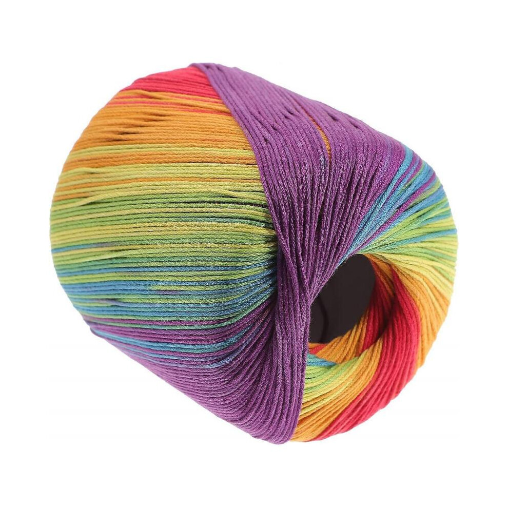 1 Roll Cotton Yarn Rainbow Knitting Yarn Fingering Weight Crochet Yarn for Hand Knitting DIY Sweater Blanket Costume