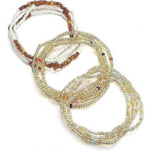 (D) 3 Piece Waist Beads for Women Belly Beads Elastic Chain African Waist Beads for Women Plus Size Bikini Jewelry
