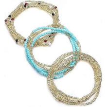 (C) 3 Piece Waist Beads for Women Belly Beads Elastic Chain African Waist Beads for Women Plus Size Bikini Jewelry