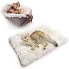 (white velvet) Cat bed, pet bed, soft and washable cat sleeping bed