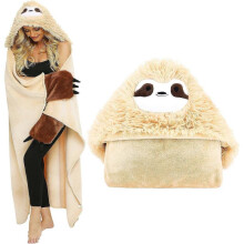 Sloth Gift Women's Wearable Hooded Blanket Soft Cute Warm Fluffy Sloth Hooded Blanket 60*49inch