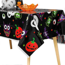 Halloween Table Cloth Table Cover Plastic,137*274cm Disposable Rectangle Table Waterproof Tablecover Disposable for Halloween Dinner Table Decoration