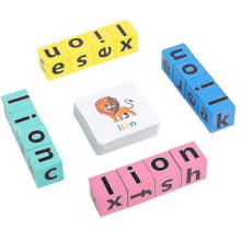 Wooden Blocks Spelling Game Toys Set Word Games Matching Game for Kids Early Learning Toys