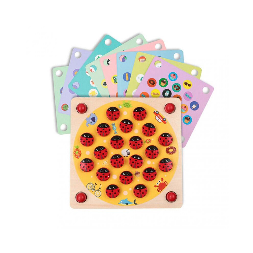 Wooden Memory Game Toy With 8 Cards And 20 Ladybird Blocks Memory Match Board Game Kids Early