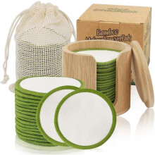 16 Packs Reusable Makeup Remover Pads,Washable Eco-friendly Natural ,With Washable Laundry Bag/Bamboo Storage Box for all skin types