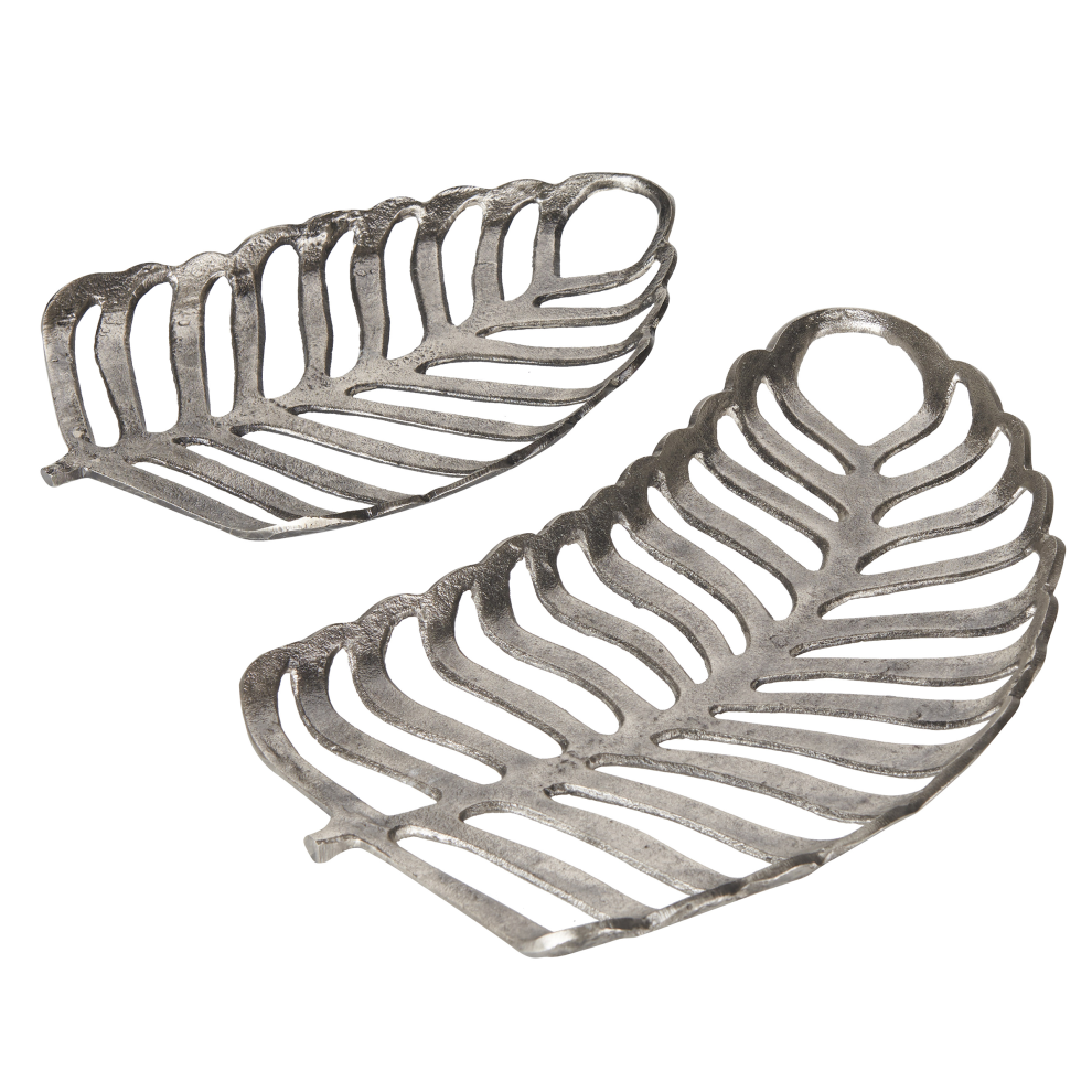 Trinket Dish Set Monstera Leaf Silver AMNISOS