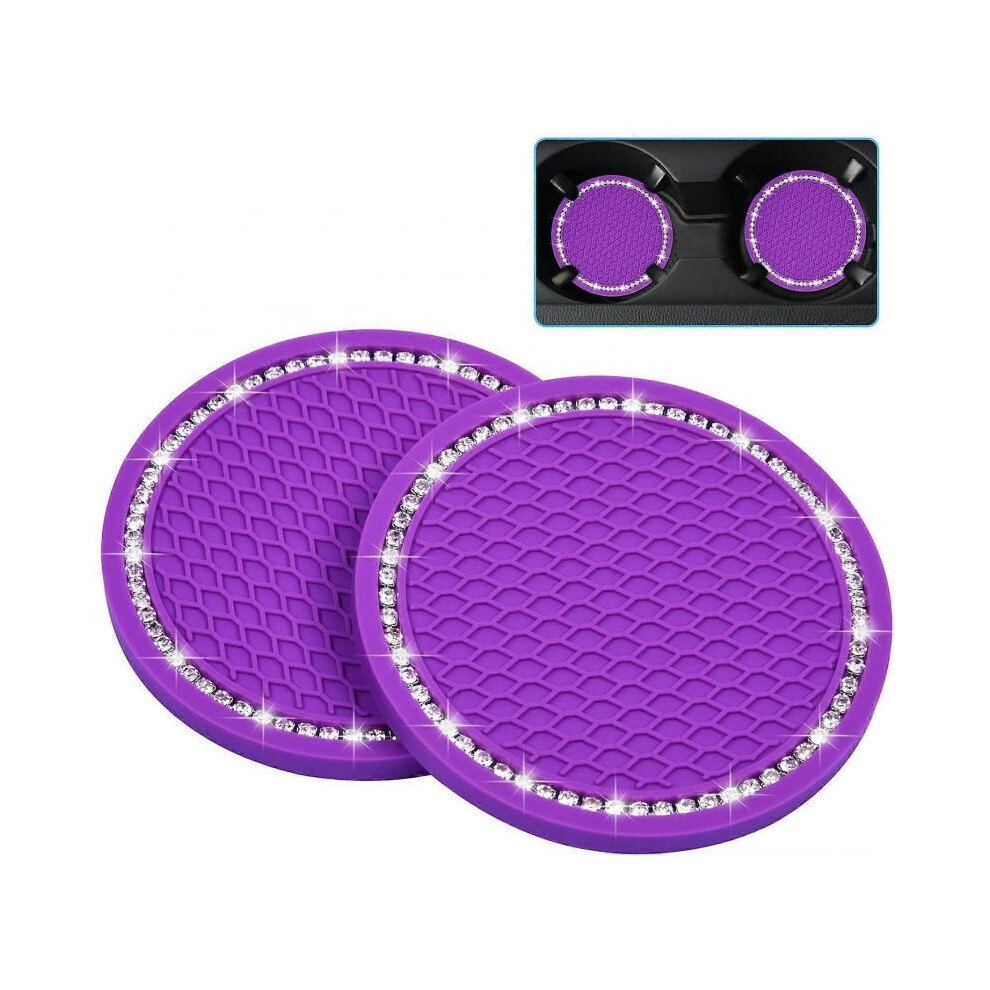 Car Coasters, 2 Packs Of Non-Slip Pvc Universal Cup Holders - (2.75" Diameter) Purple 5004229849674