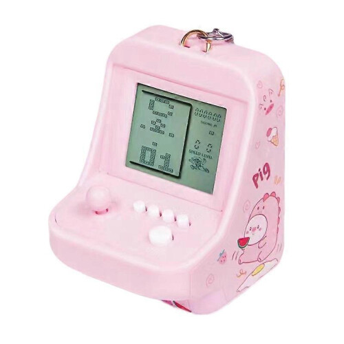(Pink) Child Arcade Game Machine Mini Building Block Game Toy