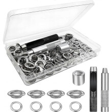 Kit d'outils pour oeillets, 100 jeux d'oeillets, oeillets pour bâches, kit d'oeillets pour œillets