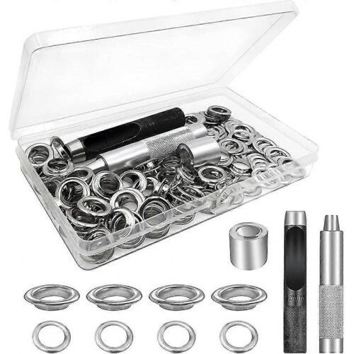 Kit d'outils pour oeillets, 100 jeux d'oeillets, oeillets pour bâches, kit d'oeillets pour œillets