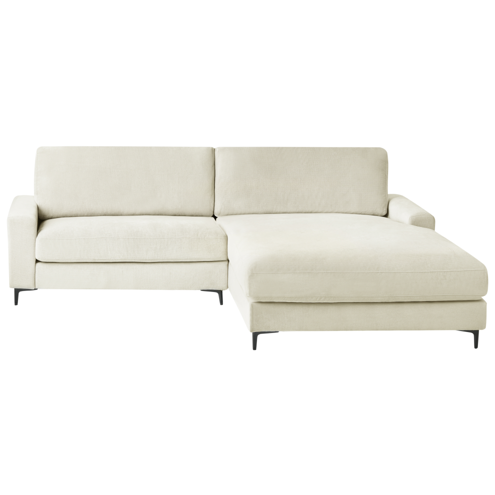 Left Hand Fabric Corner Sofa Off-White MALOY