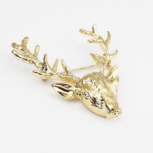 Fashion elk Horns Brooch Pin Retro deer Horns Collar Pin Christmas Breastpin Lucky Gold Clothes Pin Jewelry Gifts for Men and Women (Elk)
