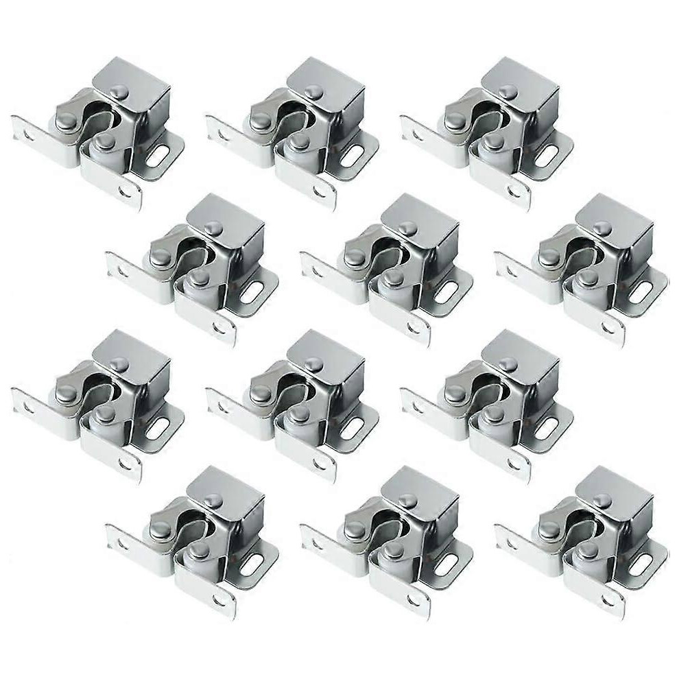 12 Pack Double Roller Catch With Spear, Heavy Duty Cabinet Closet Doors Roller Catch Latch For Cabinet Cupboard Closet Doors (Silver) 8471294930991