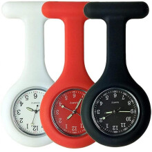 Nurse Watch Brooch, Silicone with Pin/clip, Glow In Dark, Infection Control Design, Medical Brooch Fob Watchredwhiteblack