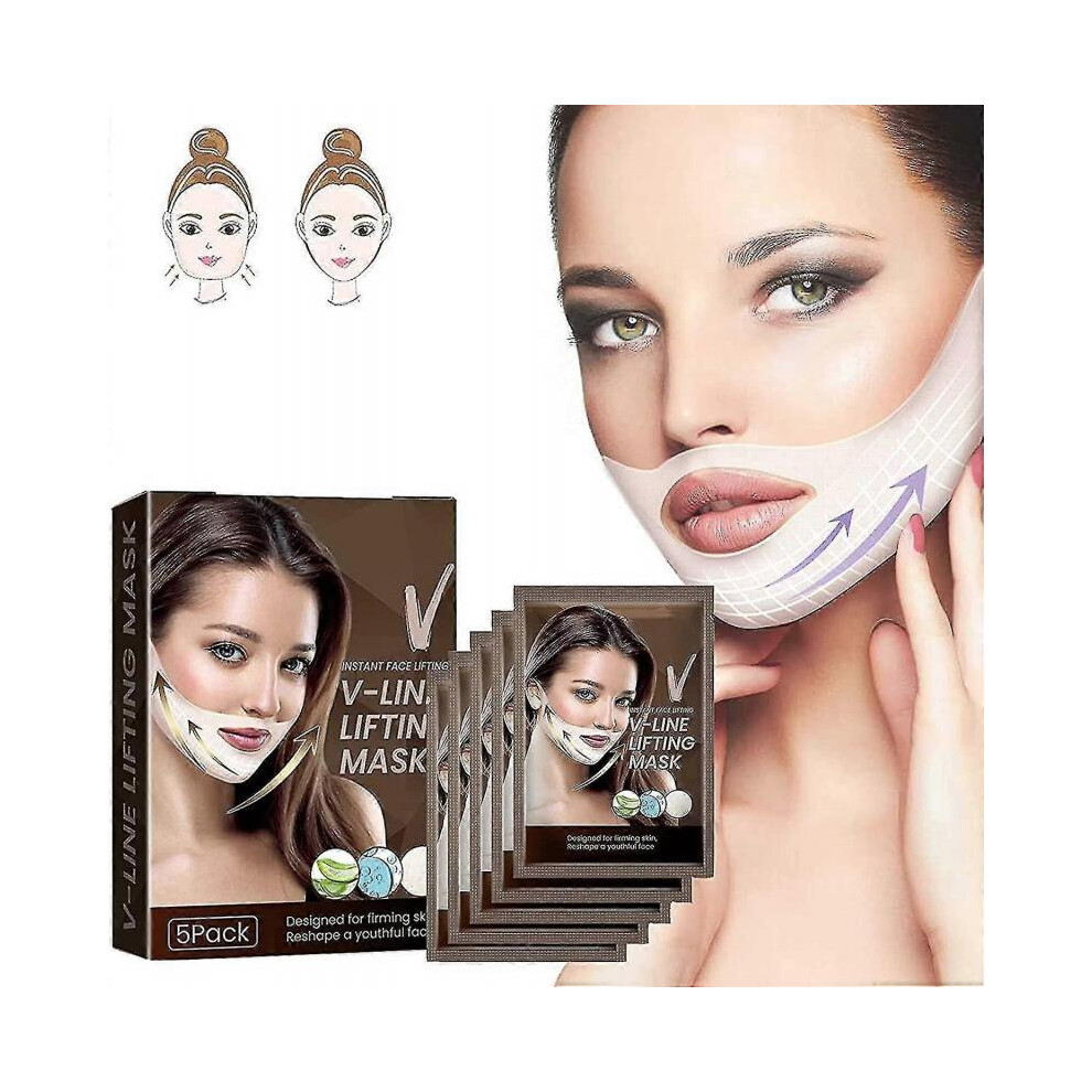 (1 Pack-5pcs) Lift Mask, Lifting Face Mask, V Line Lifting Mask Double Chin Reducer, Face Lift Mask Tape, For Lifting And Firming The Face, For All Sk