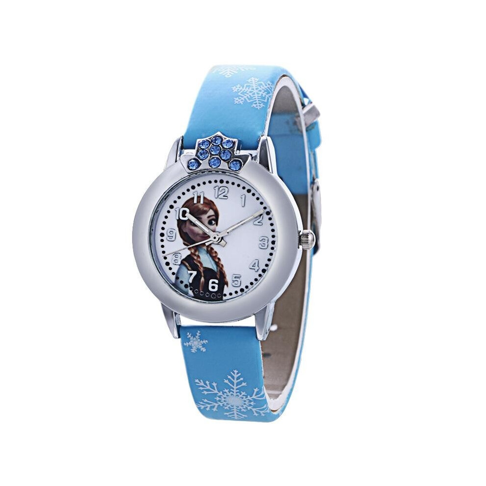 (blue) Fashion Cute Cartoon Pattern Watches Pu Leather Strap Quartz Watch Charm Boy Wristwatch Trendy Girl-image-OPC-PH5FYW9-NEW