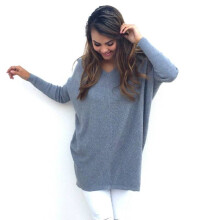 (Blue, L) Autumn V Women Neck Long Sleeve Slim Fit Sweater Versatile Lightweight Slimming