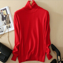 (Red, 3XL) Womens Winter Slim Sweater Knitted Turtleneck Soft Cashmere Pullover Jumper Wool