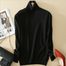 (Black, M) Womens Winter Slim Sweater Knitted Turtleneck Soft Cashmere Pullover Jumper Wool