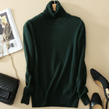 (DarkGreen, L) Womens Winter Slim Sweater Knitted Turtleneck Soft Cashmere Pullover Jumper Wool