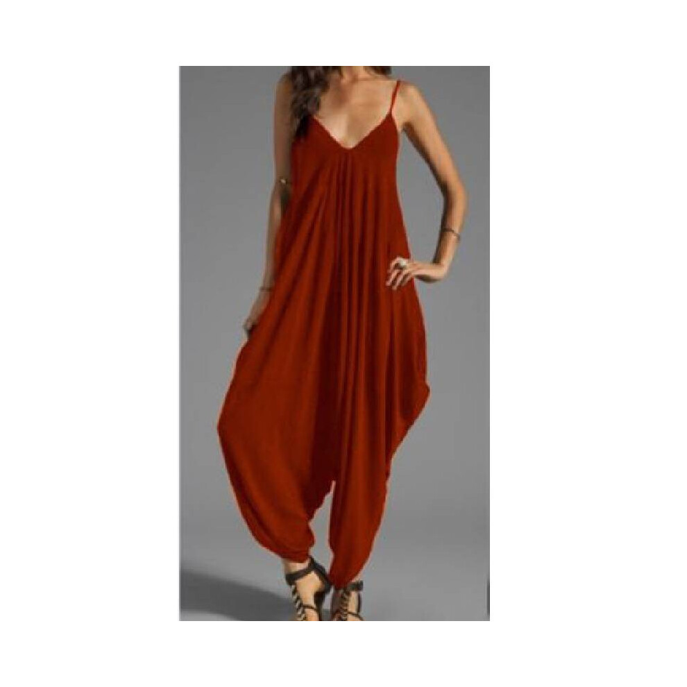 (Wine Red, S) Women Sleeveless Baggy Loose Jumpsuit Playsuit Pants Trouser Braces Clothing-image-OPC-PH5G6RM-NEW