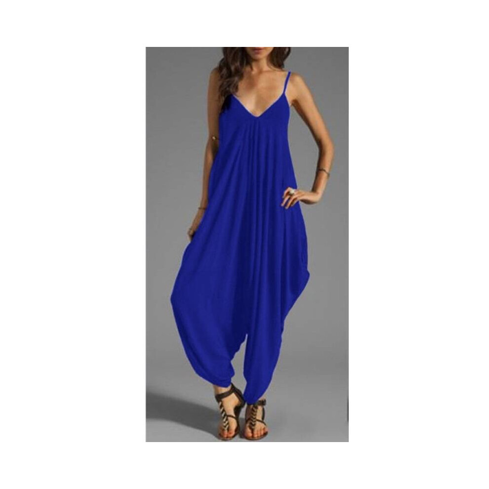 (Blue, M) Women Sleeveless Baggy Loose Jumpsuit Playsuit Pants Trouser Braces Clothing-image-OPC-PH5G6RD-NEW