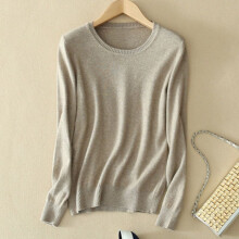 (Camel, M) Womens Loose Cashmere Pullover Crew Neck Knit Sweater Cardigans Jumpers Slim