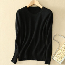 (Black, L) Womens Loose Cashmere Pullover Crew Neck Knit Sweater Cardigans Jumpers Slim
