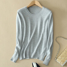(Light Gray, L) Womens Loose Cashmere Pullover Crew Neck Knit Sweater Cardigans Jumpers Slim